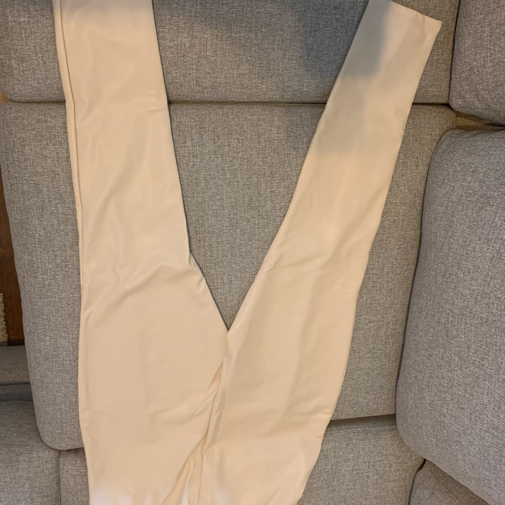 Woman’s  Cream/beige Faux Leather pants.
